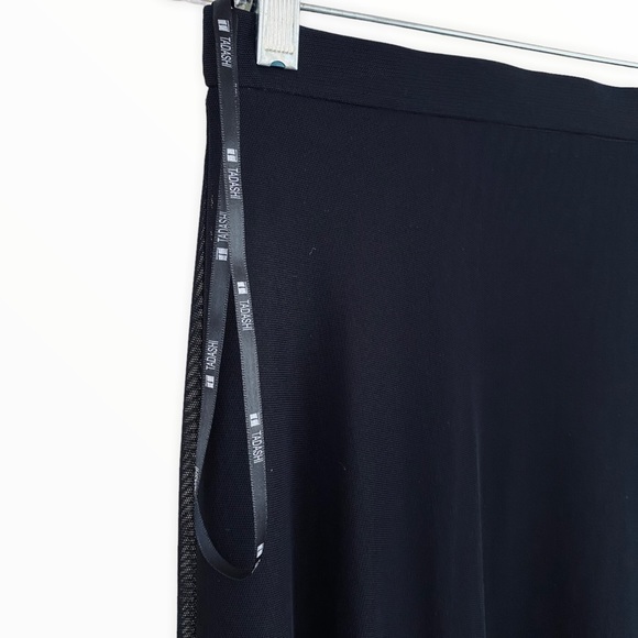 Tadashi Shoji Vintage Black‎ Mesh Overlay Maxi Flowy Skirt Size 10 - Picture 4 of 7